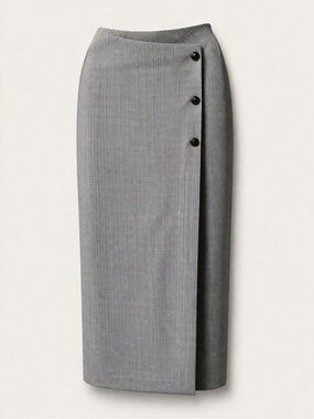 Babaton Gray Plaid Wrap Maxi Skirt